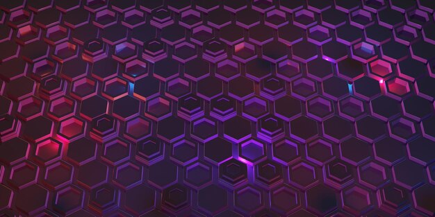 Hexagonales Hintergrundlicht und Neonfarbtechnologie moderner abstrakter Hintergrund 3D-Darstellung