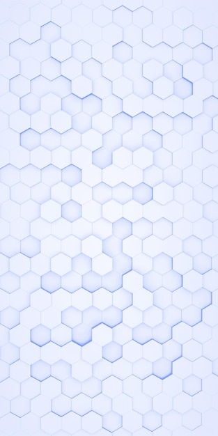 Foto hexágono de fundo técnico branco e azul ilustração 3d tamanho vertical