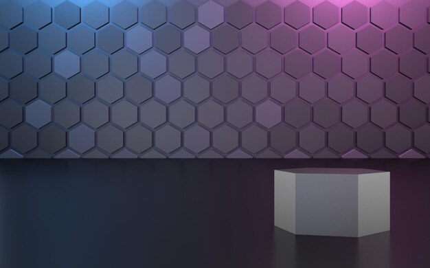 hexágono fundo 3d pódio cinza ilustração de exibição de produto renderização para design de folheto, negócios