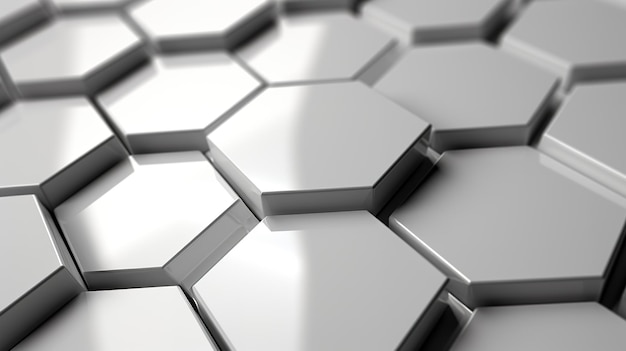 Hexágono geométrico branco abstrato com grade 3D branca