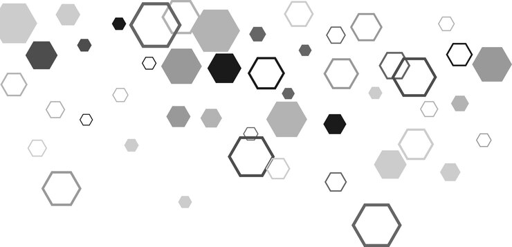 Foto hexágono hexagonal raster mosaico sinal de célula ou ícone gradação