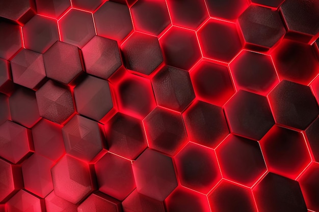 Hexágonos rojos modernos en 3D Patrones geométricos vibrantes y audaces con textura dinámica