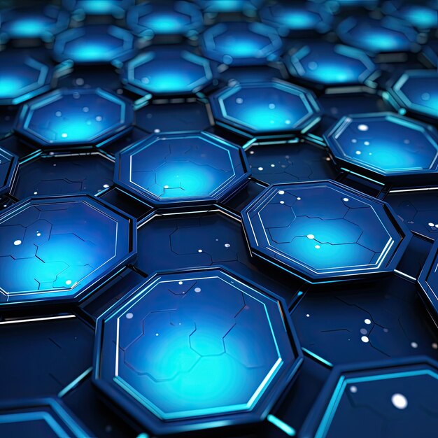 Foto hexágonos tecnológicos de inspiración azul futurista con patrón sin costuras