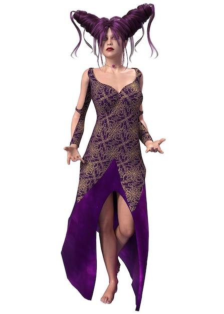 Hexenfrau der Fantasie 3D im Purpur