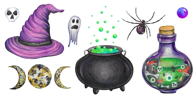 Foto hexentrank und magischer hut halloween-clipart