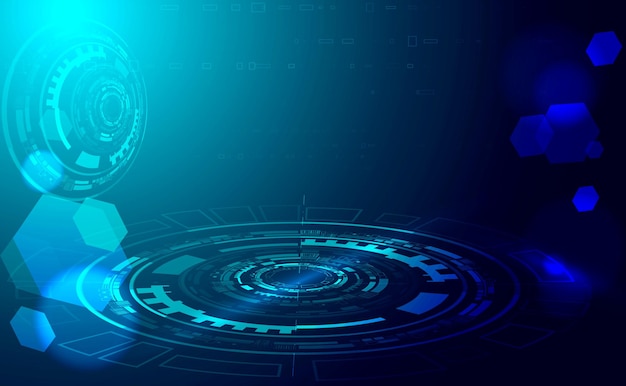 Hi-Tech-blaue futuristische Bühnenlayout für Produktvorführungs-Spiele und Werbe-Kunstwerke