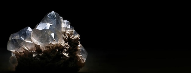 La hialita es una rara piedra natural preciosa sobre un fondo negro generada por la IA.