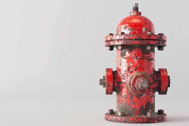un hidrante de fuego rojo con óxido