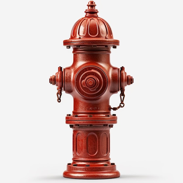 Foto hidrante de incendio rojo metálico aislado sobre fondo blanco