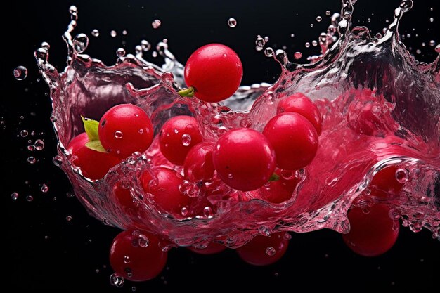 Foto hidratação saudável cranberry splash fotografia de suco de cranberry fresco de alta qualidade