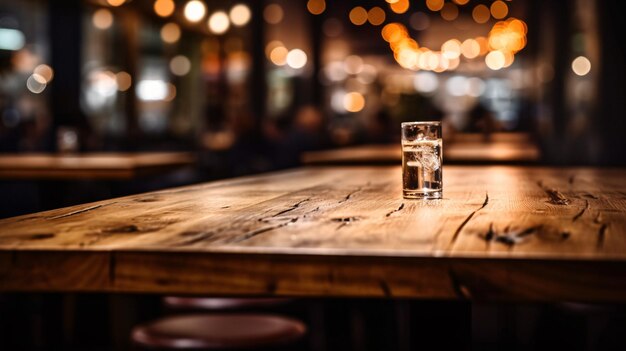 Hidratación refrescante Un vaso de agua cristalina sobre una mesa de madera rústica IA generativa