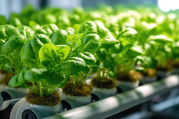 hidroponía con tubería de agua tubo medios planta ambiental fotografía profesional ai generado