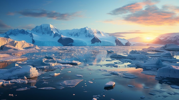 Hielo en la antártida iceberg en el océano generativo ai