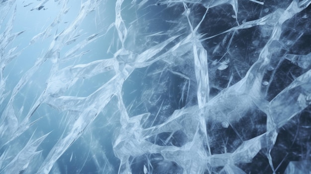 Hielo azul La textura del hielo agrietado Patrón de hielo congelado en invierno frío congelamiento