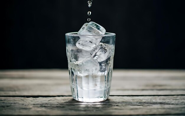 Foto hielo en un vaso de agua potable