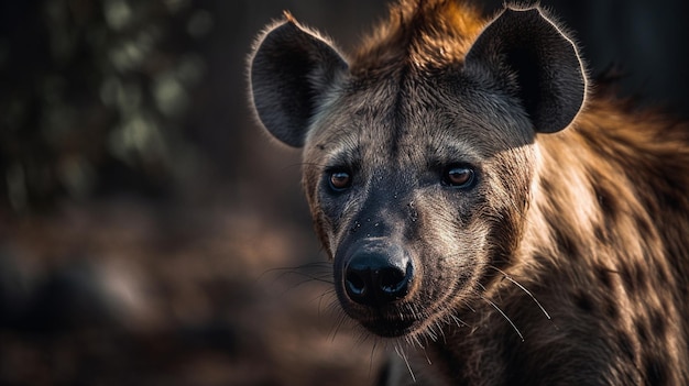 Una hiena mirando a la cámara.