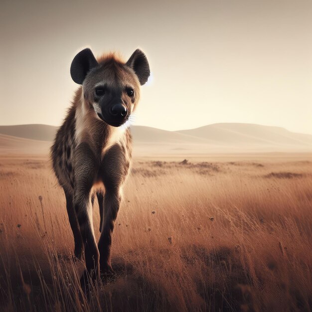 Foto hiena no fundo de animais do deserto para mídias sociais