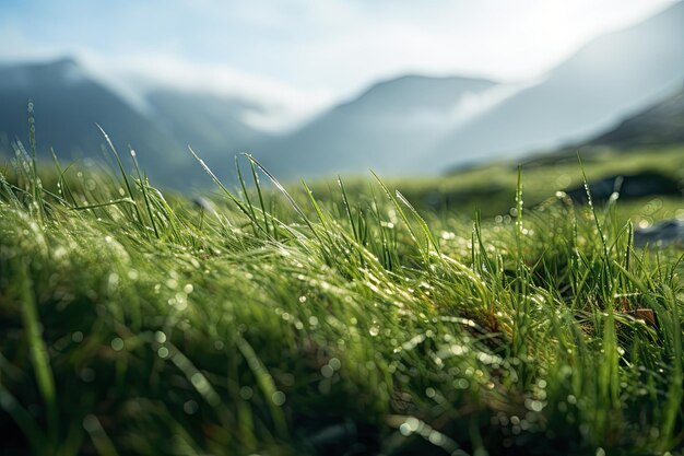 la hierba en la cima de una montaña