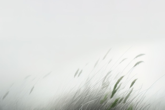 Una hierba con fondo de niebla blanca