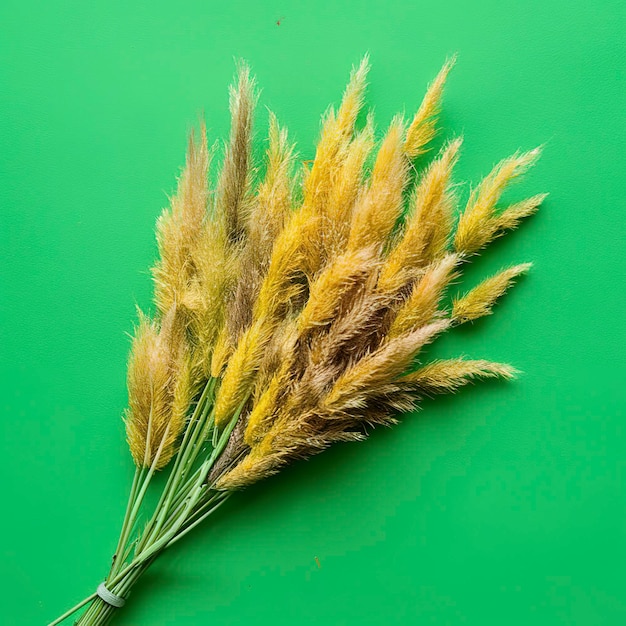 hierba de pampas racimo de orejas secas amarillas poaceae aisladas en fondo blanco