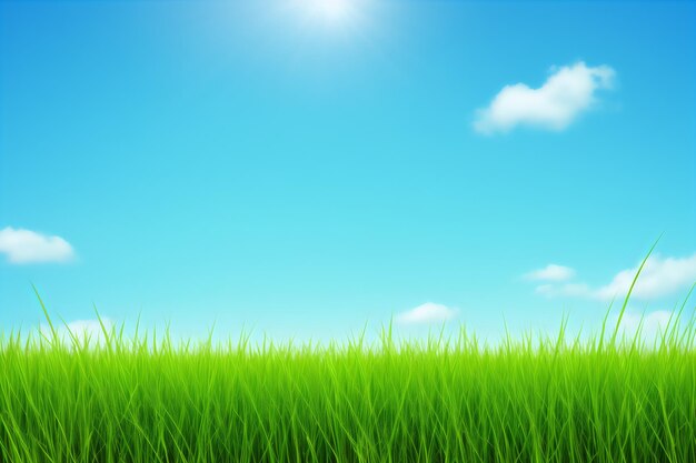 Hierba verde y cielo azul con un día soleado
