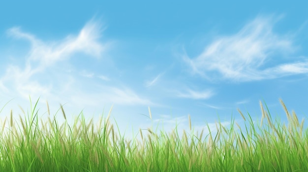 Hierba verde y cielo azul