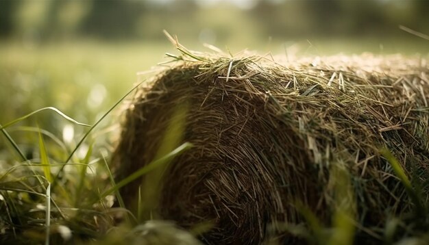 La hierba verde crece en el prado, un símbolo del crecimiento natural generado por la inteligencia artificial