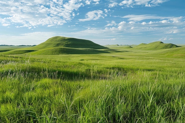 Foto la hierba verde exuberante en los campos y las praderas de las colinas parque nacional val marie saskatchewan canadá