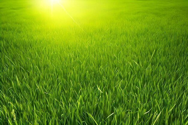 Hierba verde con el sol brillando sobre ella