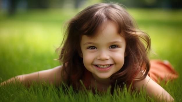 Hierba verde y sol Un niño disfrutando de la naturaleza en un día de verano Generado por IA