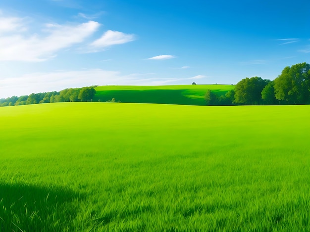 Foto hierba verde con vista al campo.