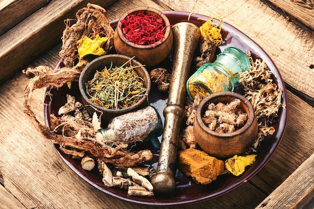 Hierbas medicinales y raíces