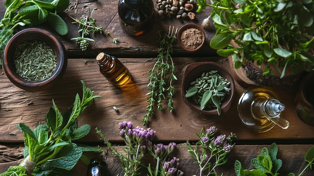 hierbas medicinales y tinturas de la naturaleza