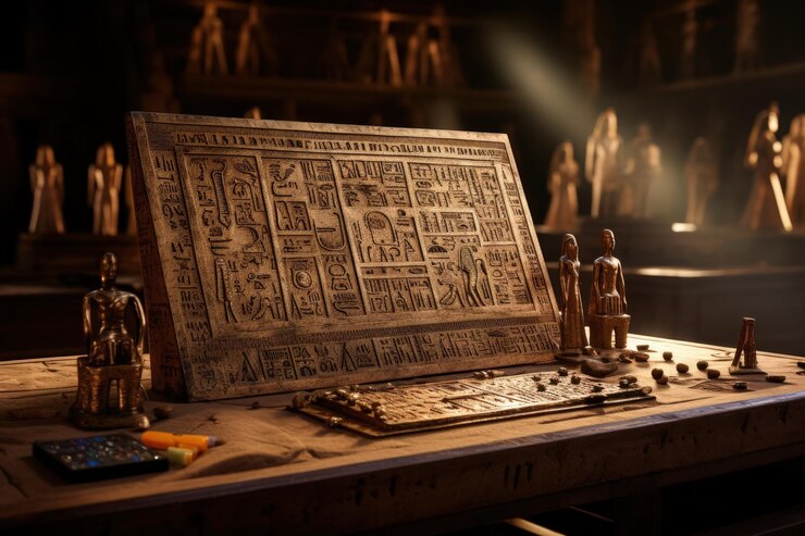 Hieroglíficos y artefactos egipcios antiguos IA generativa