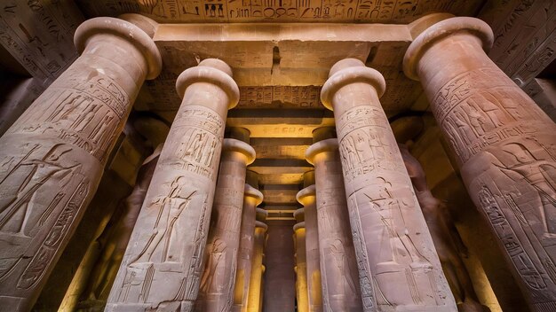 Hieroglíficos dentro del templo de Karnak el gran santuario de Amón Egipto