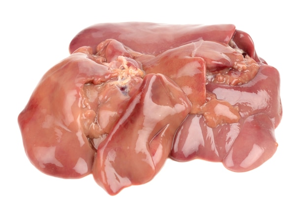 Foto hígado de pollo cerrar detalle aislado