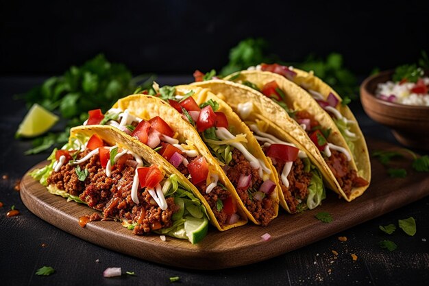 High Angle köstliche Tacos mit Fleisch