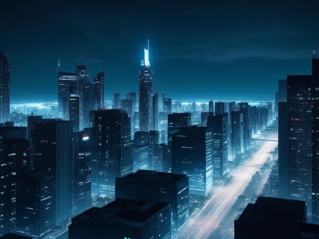 High Corporate Futuristische Stadt in der Nacht