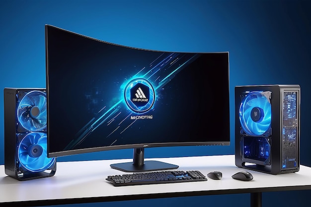 High-End-Computing-Gaming-Set-Monitor blauer Bildschirm