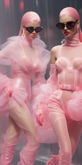 High Fashion Runway Models futuristisches Rosa