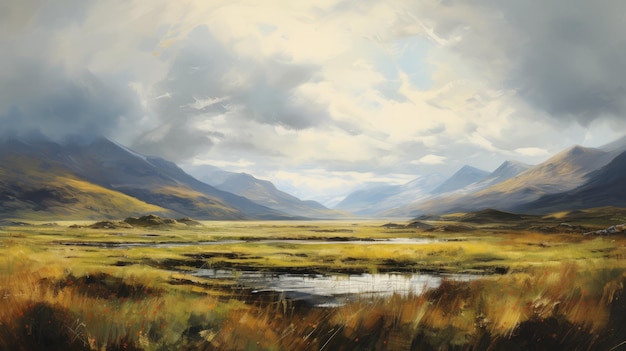 Highlands Bliss Pintura de paisagem escocesa antiga em estilo David Mould 3840x2160