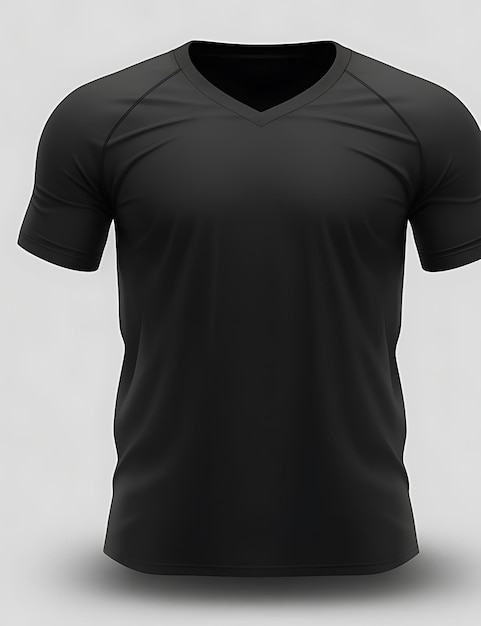 HighQuality Black Blank 3D T-Shirt Front View Mockup für Bekleidungsdesign und Branding-Präsentation