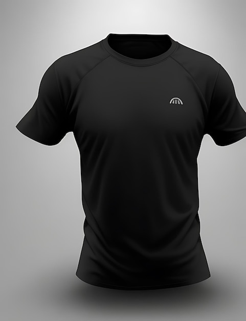 HighQuality Black Blank 3D T-Shirt Front View Mockup für Bekleidungsdesign und Branding-Präsentation