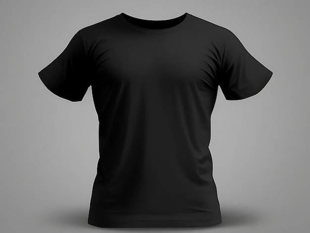 HighQuality Black Blank 3D T-Shirt Front View Mockup für Bekleidungsdesign und Branding-Präsentation