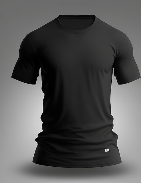 HighQuality Black Blank 3D T-Shirt Front View Mockup für Bekleidungsdesign und Branding-Präsentation