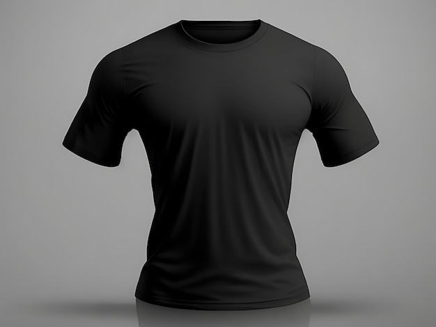 HighQuality Black Blank 3D TShirt Front View Mockup para diseño de prendas de vestir y presentación de marca