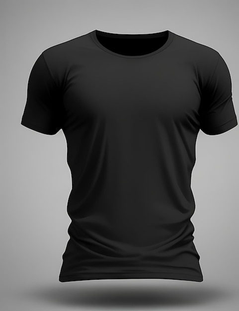 HighQuality Black Blank 3D TShirt Front View Mockup para diseño de prendas de vestir y presentación de marca