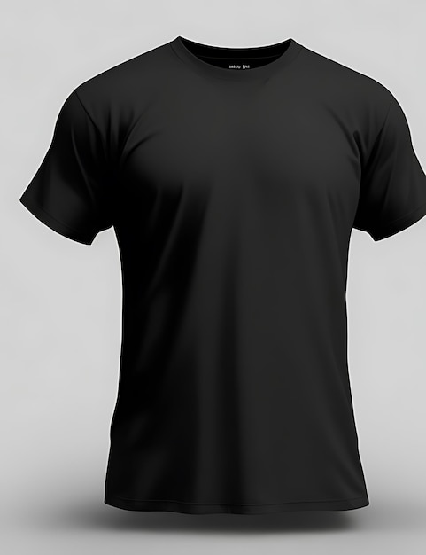 HighQuality Black Blank 3D TShirt Front View Mockup para diseño de prendas de vestir y presentación de marca