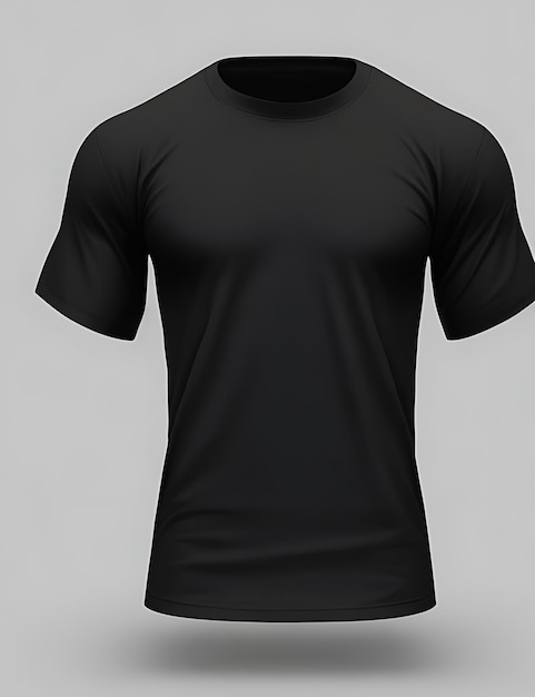 HighQuality Black Blank 3D TShirt Front View Mockup para diseño de prendas de vestir y presentación de marca