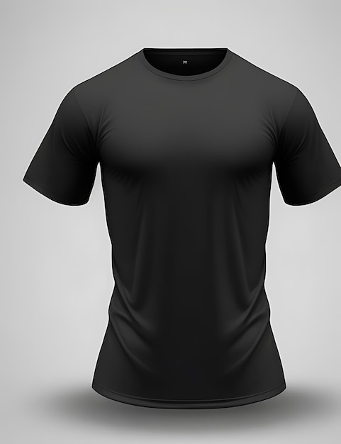 HighQuality Black Blank 3D TShirt Front View Mockup para Design de Vestuário e Apresentação de Marca